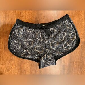 Victoria’s Secret sequin embellished black shorts Glam Goth Festival Sparkle S